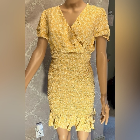 Urban Outfitters Dresses Urban Outfitters Lumiere NWT Orange Floral Smocked Mini - Picture 1 of 10